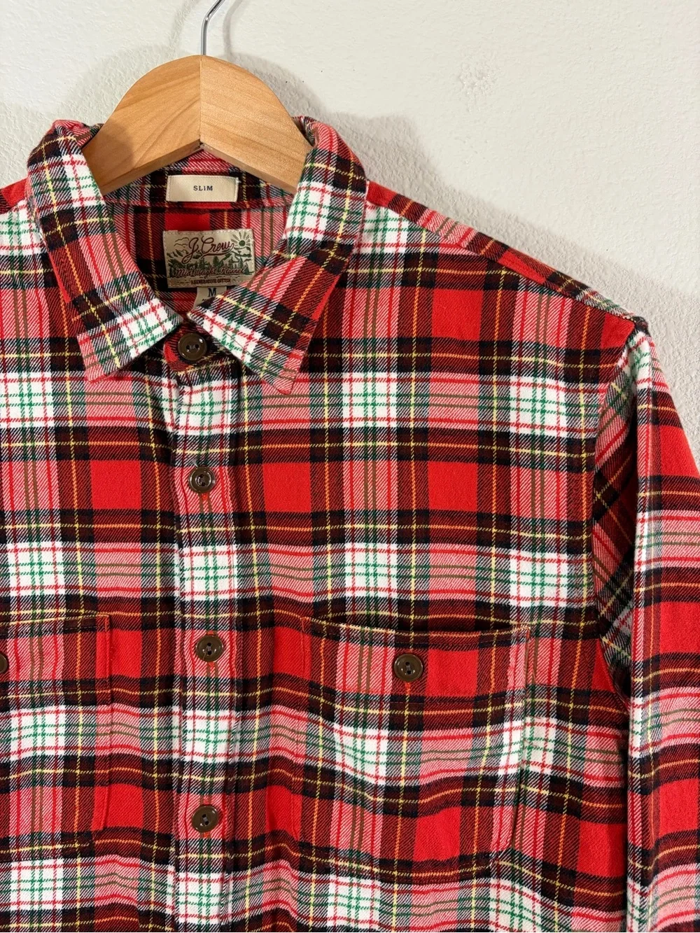 J. Crew Mid Weight Red Plaid Button-Up Flannel Shirt
